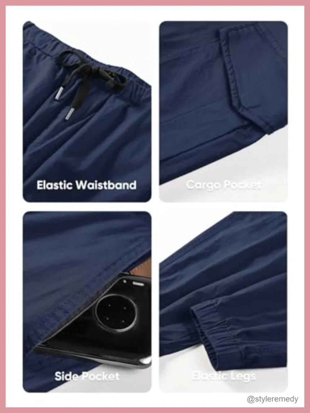 Slim Fit Cargo Joggers with 6 Pockets, Stretch Cotton Twill, Drawstring,